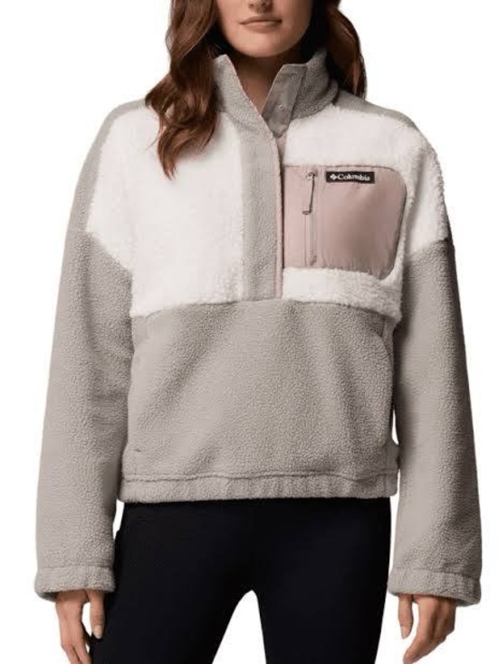 Columbia Jackets & Blazers - Columbia Women’s Half Snap Sherpa Fleece Grey Pullover Size S